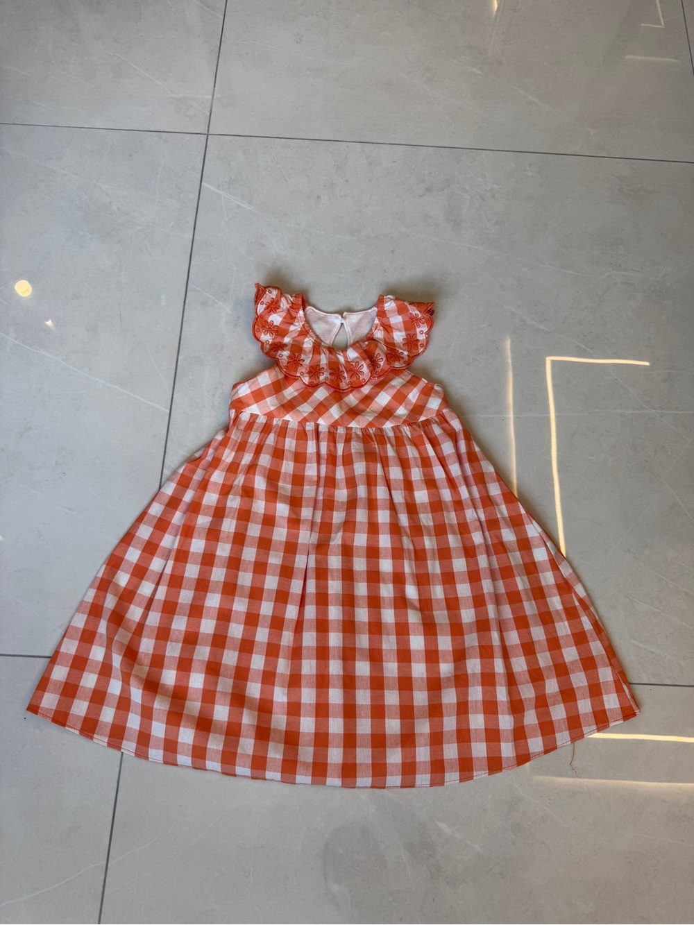 Milon Gingham Ruffle Collar Dress
